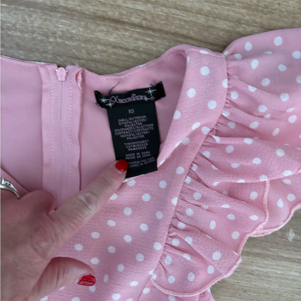 Pink Polka Dot Ruffle Dress